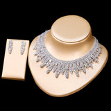 Swarovski Crystal Luxury Wedding Necklace and Earrings Jewelry Set Bride Engagement