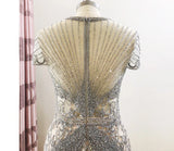 New Arrival 2021 Luxury Cap Sleeves Full Diamond  Mermaid Bridesmaid Gown