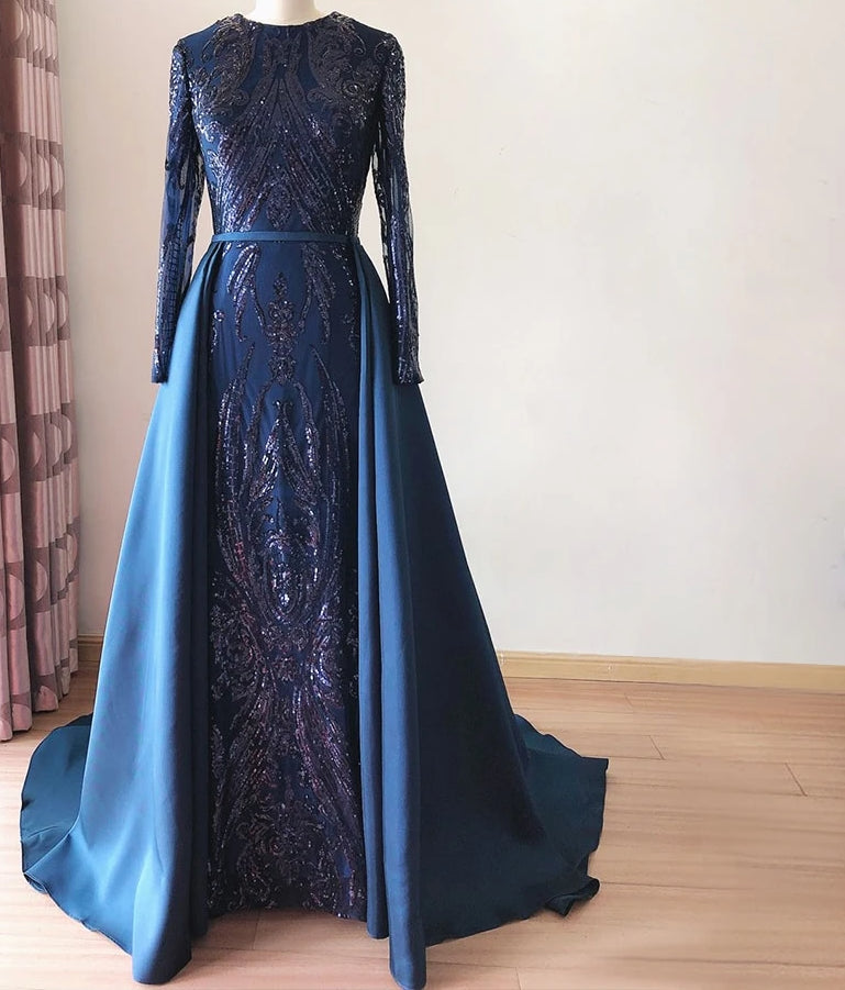 Elegant One Shoulder Evening Gown with Detachable Skirt