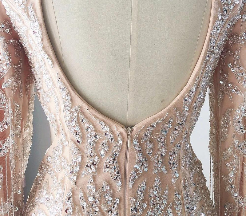 Elegant and Luxury Hand Beaded Short Mini Dress Long sleeve Sandra's Bridal Collection Elegant and Luxury Hand Beaded Short Mini Dress Long sleeve Sandra's Bridal Collection
