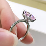 8*10mm Yellow/Pink/Aquamarine High Carbon Radiant Cut Rings Fine Jewelry