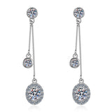 1CT Brilliant cut Moissanite Long Drop Earrings silver based and white gold plated
