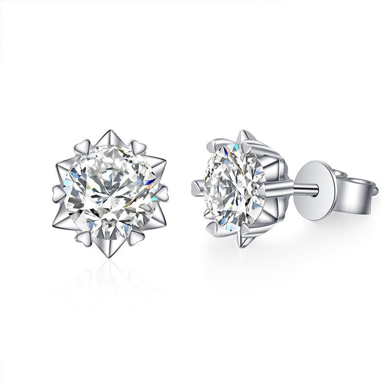 Classic 6 Prong Moissanite Stud Earrings 1CT- 2CT White Gold