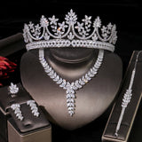 Women's Engagement Jewelry Set Wedding Bridal Tiara Crown Necklace Set