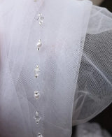 Crystal Pearls Cut Edge Bridal Veil