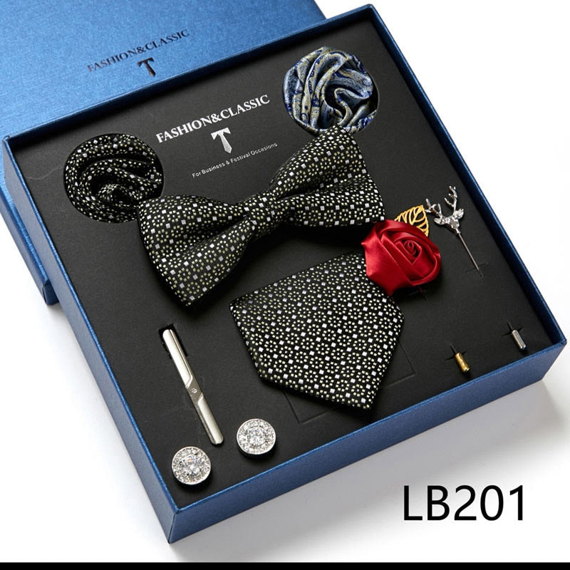 Men's Tie Set - 5 Luxury Neckties And 2 Classy Tie Bars In Gift Box - Set 1  - CL187X37ZZ3 | Ties mens, Tie gift box, Tie gifts