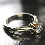 18K Multi Gold Ring for Women Natural 1 Carat Diamond with Diamond Jewelry