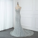 Sparkling Silver Crystals Evening Dress