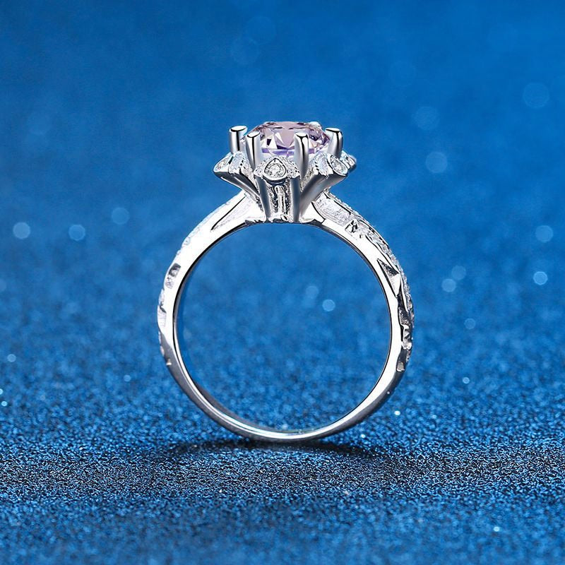 Brilliant Round Cut Moissanite Engagement Wedding Ring with Unique Design