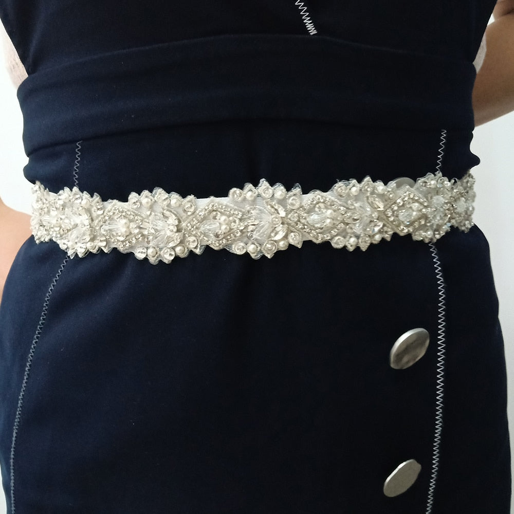 Wedding Bridal Belt Silver Crystal Hand Beaded Rhinestones Sequin Wedding Sash Purple