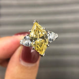 Sterling Silver Sparkling 8*14mm Topaz High Carbon Diamond Wedding Rings