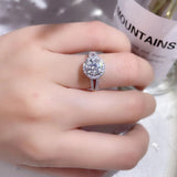1 CT -100% GRA Moissanite Halo Engagement Wedding Ring With Side Stone-Fine Jewelry