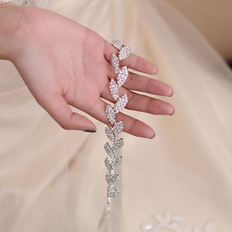 Wedding Belts for Bride Bridal Sash Silver Leaf Belt