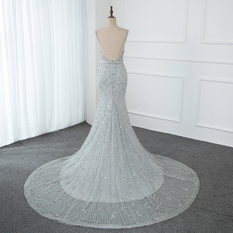 silver crystal wedding dress Pnina Tornai Silver Crystal Fit-and-Flare Gown