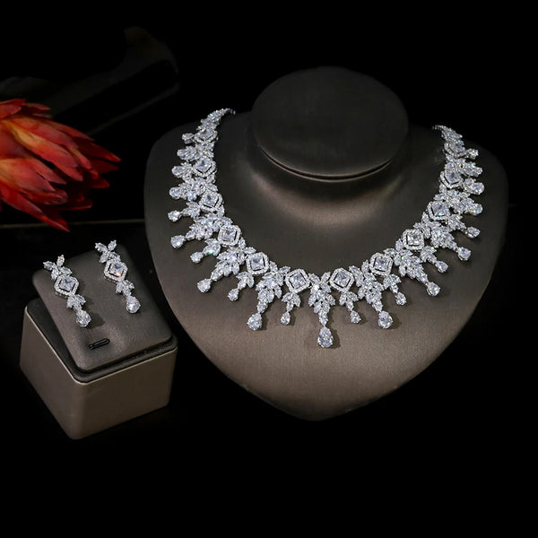 Swarovski 5 Pieces Bridal Jewelry Set Bridal Crown Luxury - Dubai Nigeria