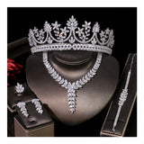 Women's Engagement Jewelry Set, High Quality Wedding Bridal Tiara Crown Necklace Set, Used For Bridal Wedding Party Jewelry