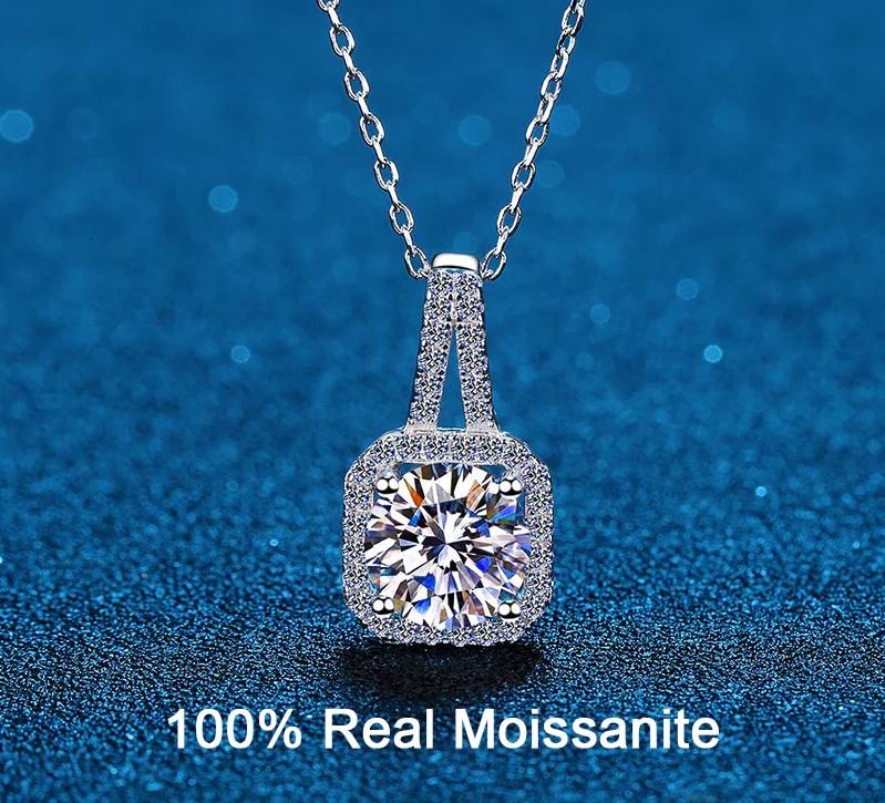 0.5-2CT Moissanite Pendant Necklace D Color Ideal Cut Diamond Necklace