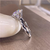 2.0-3.0-5.0ct Moissanite Engagement Ring 14K White Gold Plated Lab Diamond