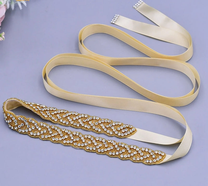 Wedding Belt Sash Luxury Rose Gold Belts Rhinestone Belts