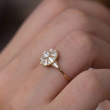 Engagement Ring Geometry Cubic Zirconia Gold-color Wedding Fashion Jewelry