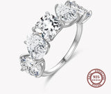 Genuine Sterling Silver Luxury Dazzling Cubic Zirconia Ring Classic Wedding Statement Jewelry