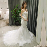 New Beautiful Strapless Mermaid Wedding Dress lace