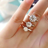 D Color Moissanite Adjustable Engagement Rings- 18K White Gold Plated Fine Jewelry