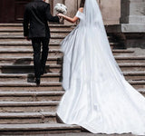 Princess Satin Vintage Wedding Dress, Off Shoulder