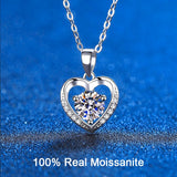 1 Carat Moissanite Pendant Heart Necklace with Platinum Plating