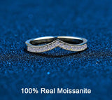 0.12ct 925 Sterling Silver Wedding Band Mini Moissanite Half Eternity Stackable Ring