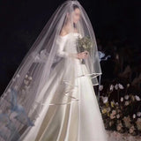 Two Layer Long Bridal Veil with Edge