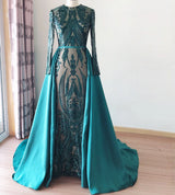 Elegant One Shoulder Evening Gown with Detachable Skirt