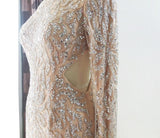 Elegant and Luxury Hand Beaded Short Mini Dress Long sleeve