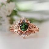 Luxury Rings Set Crown Rose Gold 2pcs