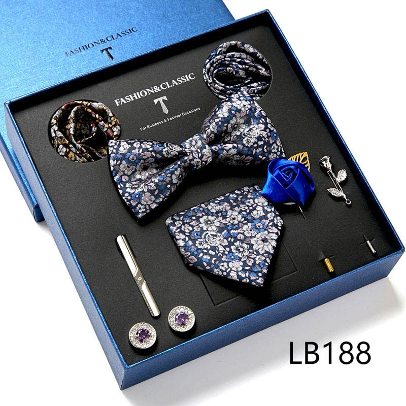 Men's Tie Gift Box Jacquard Tie Square Set Floral Wedding - Temu