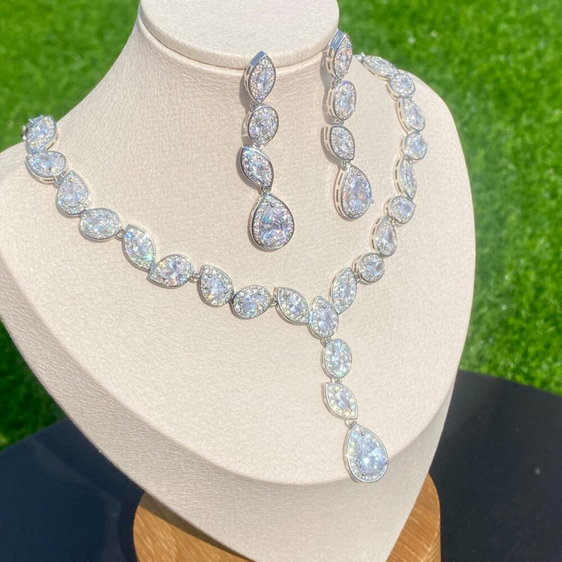 Swarovski Crystal Wedding Necklace Earring Set