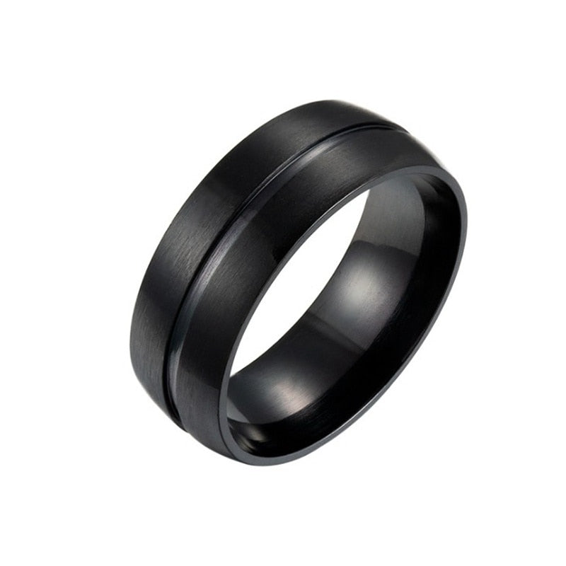 Men's Black Simple Stainless Steel Ring