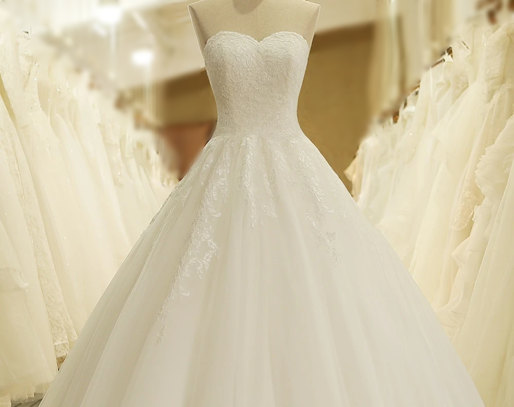 Charming Sweetheart Applique Lace Vintage Bridal Wedding Dress Ivory / 20W
