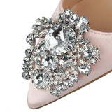 Bridal Wedding Shoes Faux Silk Satin Rhinestone Crystal