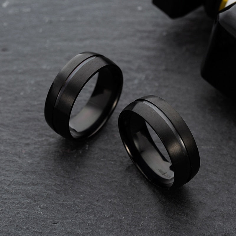 Men's Black Simple Stainless Steel Ring