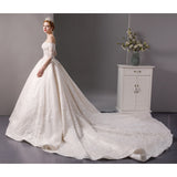 Full Lace luxury off the shoulder boat neck ball gown