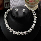Swarovski Pearly Crystal Luxury Womens Necklace and Earrings