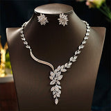 Women  Crystal Novel branches and leaves style Bridal Jewelry Sets Earrings Necklace Wedding Jewelry Accessories