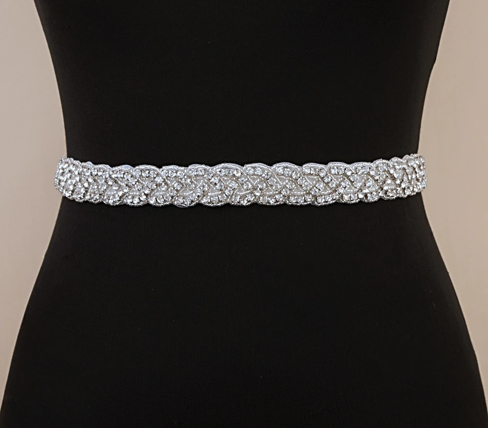 slim fit dress slacks Bellamie Embroidered Rhinestone Bridal Belt main image 1