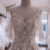3D Flower Crystal Wedding Gown
