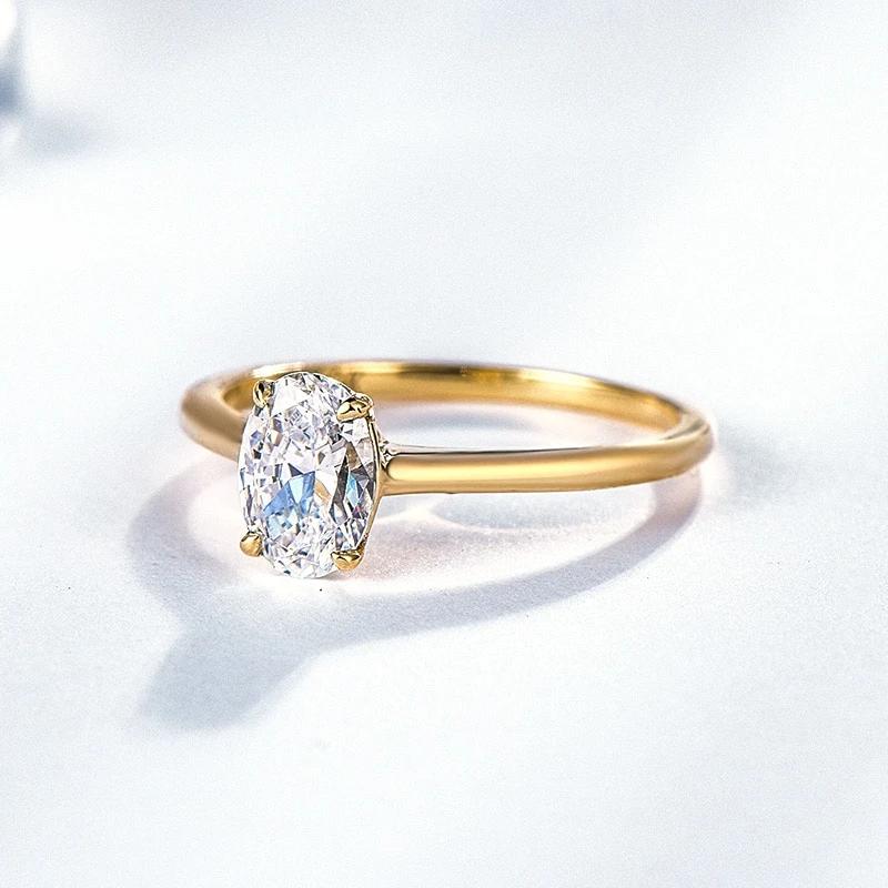 New Handmade Oval Rings 14K Yellow Gold 1.5CT 1.0CT Moissanite Engagement Rings -Fine Jewelry