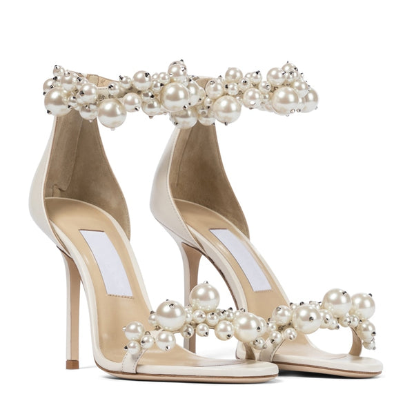 Satin Peep Toe Pumps with Heel Embellishment | David's Bridal