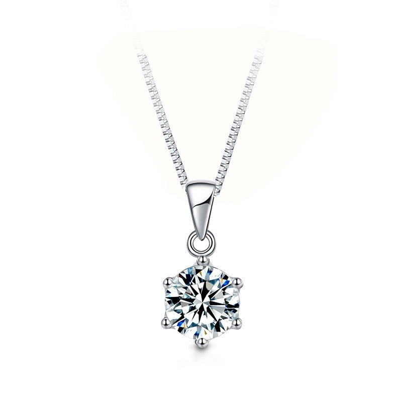 D Color VVS1 Moissanite Necklace 2 Ct Round Brilliant Diamonds Solitaire Pendant