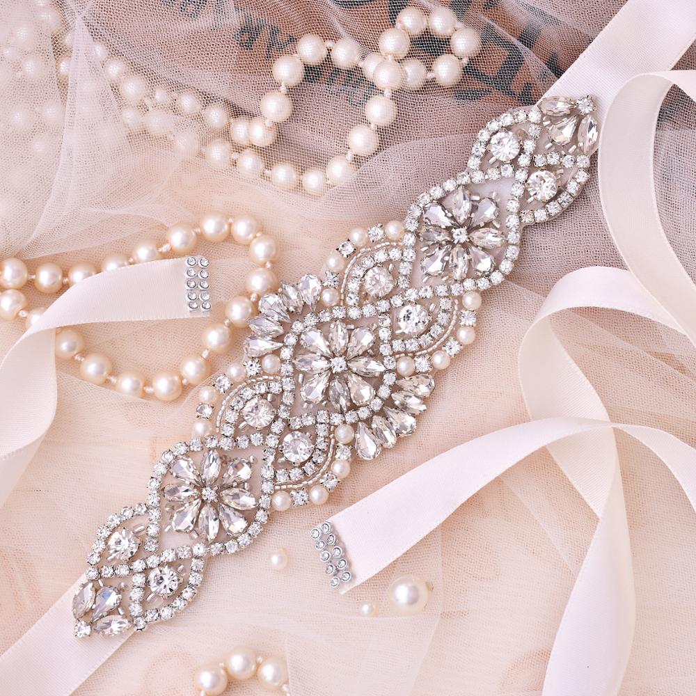 Rhinestones Bridal Belt Diamond Wedding Dress Belt Crystal Wedding Sash For Wedding Dress Accessories green