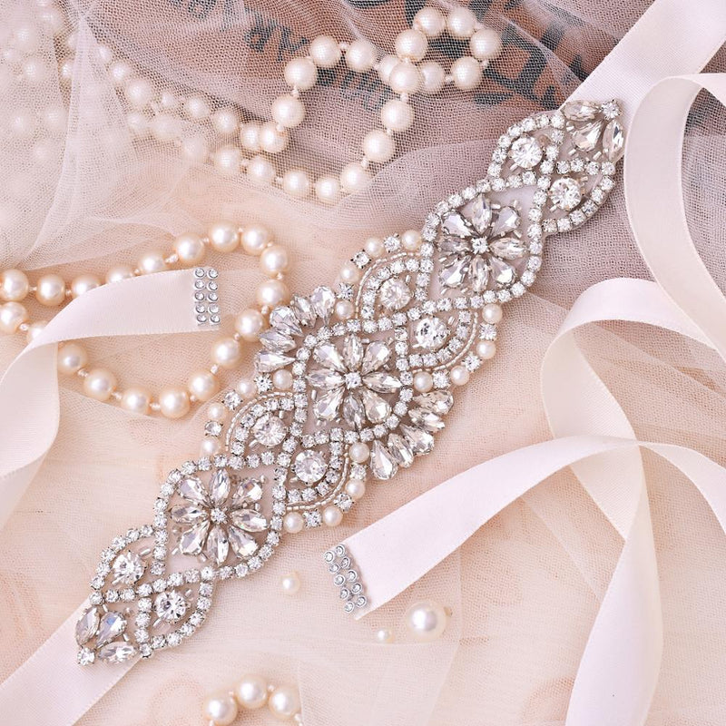 wedding dress belts Rhinestone Ribbon Belt Black This elegant wedding dress belt is brought to you by enVogue and features brilliant rhinestones and light ivory pearls with satin ties Perfect Bridal Odessa Pearl and